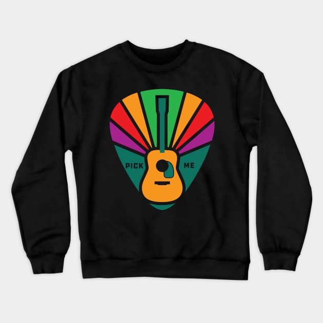 Vintage Guitar Pick, Guitarist Retro acoustic guitarra pick me colorful Crewneck Sweatshirt by laverdeden